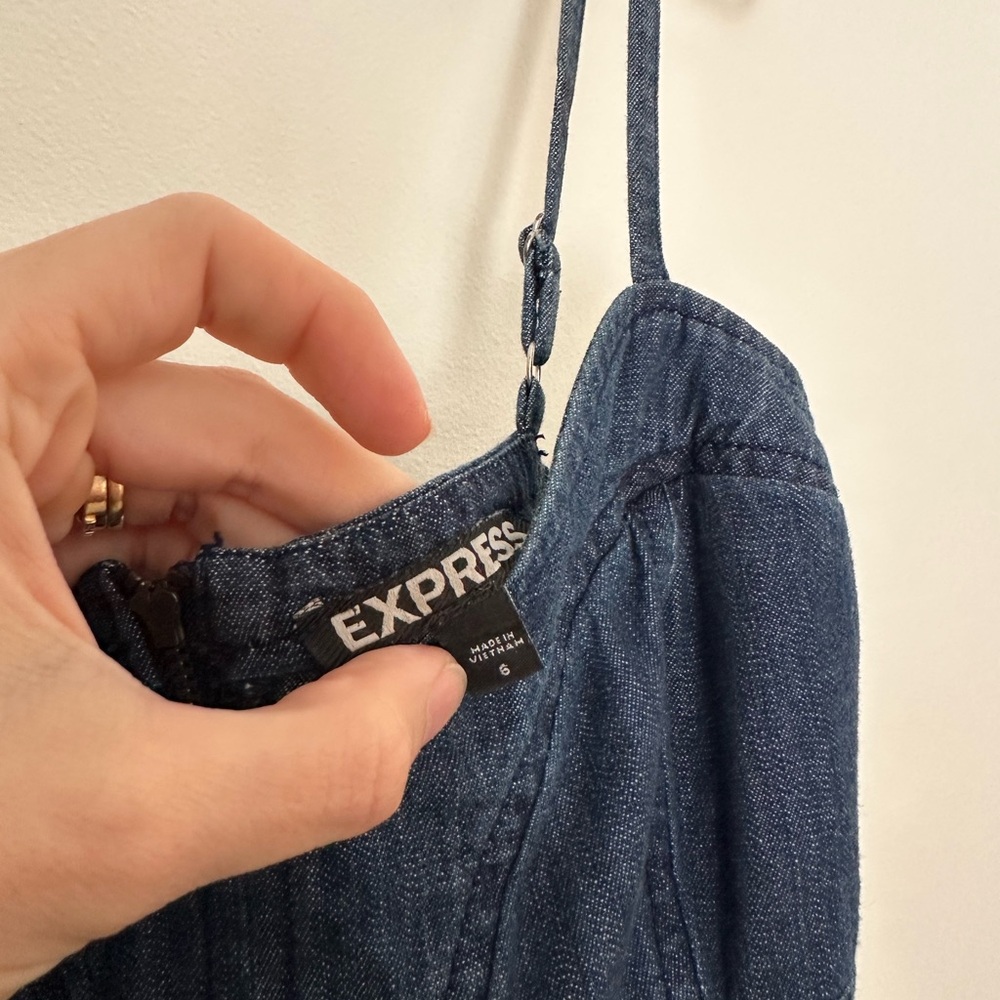 Express Dark Blue Women's Denim Romper - Picture 6 of 6